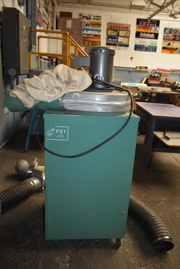 KEI DUST COLLECTOR, MODEL 2130-9, S/N: 28534, 3 H.P., BARREL CATCH