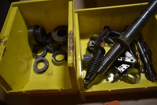(2) BINS WITH ASSORTED TOOLING AND CHISEL AND BEARINGS