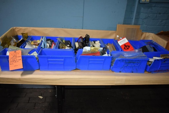 LARGE ASSORTMENT OF PARTS; HARDWARE AND TOOLS IN (15) BLUE BINS