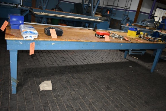 WOODEN TABLE WITH SOLID FLOOR PLANK TYPE TYP, 45" x 11' LONG - COULD BE GREAT FAMILY HOLIDAY TABLE