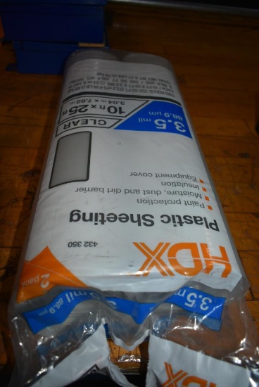(2) ROLLS OF CLEAR PLASTIC SHEETING, EACH 10' x 25'