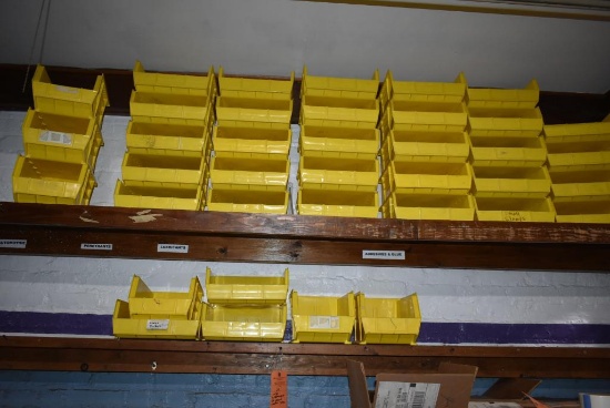 LARGE ASSORTMENT OF YELLOW PLASTIC BINS