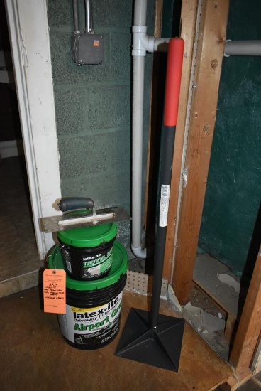 LATEX-ITE 1 GALLON TROWEL PATCH, 5 GALLON DRIVEWAY FILLER SEALER, TROWEL AND TAMPER