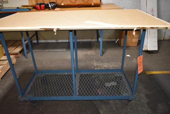 WORK TABLE/CART WITH 5" CASTERS AND LOWER SHELF, 38"H x 58"L x 32"W