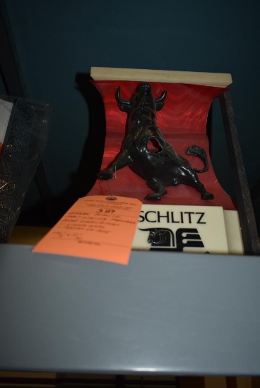 SCHLITZ MALT LIQUOR BULL BEER SIGN - DAMAGED - LEG MISSING