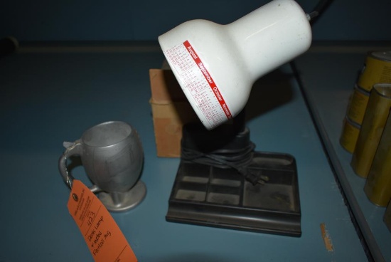 DESK LAMP AND METAL FOOTBALL MUG