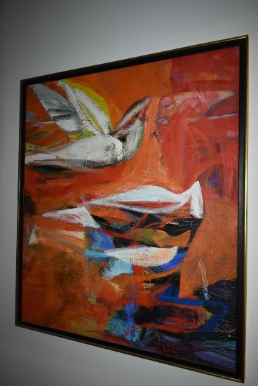 OIL PAINTING, 38"W x 45"H, MARKED DV-59