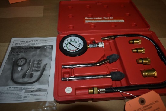 PITTSBURGH AUTOMOTIVE COMPRESSION TEST KIT WITH CASE AND INSTRUCTIONS