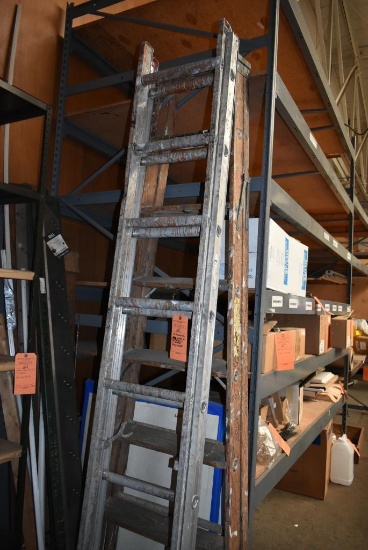 16' ALUMINUM EXTENSION LADDER AND 8' WOODEN STEP LADDER