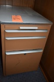 METAL THREE DRAWER FILE/SUPPLY CABINET WITH PULL-OUT WORK TRAY
