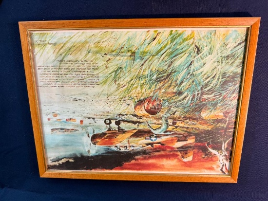 VINTAGE U.S. AIR FORCE POSTER, "RESCUE AT ASHAVE"- BY HARVEY KIDDER, USAF ART COLLECTION,