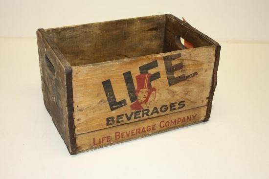 LIFE BRAND BEVERAGES VINTAGE WOODEN CRATE
