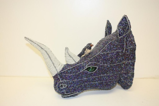 Wireworx Fair Trade Beaded Rhino Trophy Head