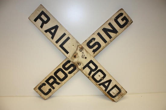 Early Antique Wooden Railroad Crossing Wooden Sign 42" Tall