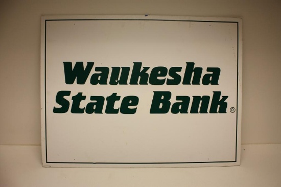 Fiberboard Waukesha State Bank Sign 35x48"