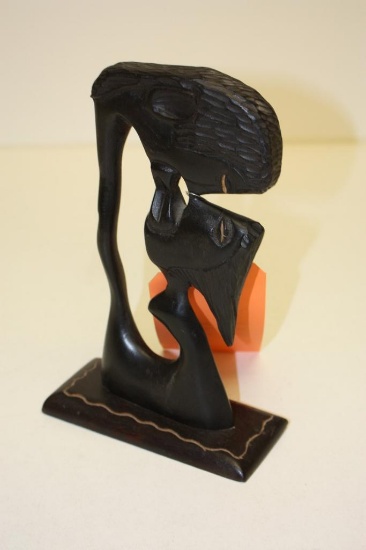 Blackwood Carving Sculpture of Two People Kissing