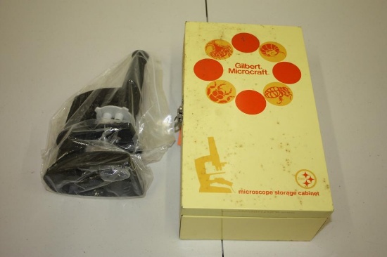 Vintage Gilbert Microcraft Microscope and Storage Cabinet