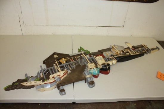 Plastic Boathouse Lighthouse Nautical Wall Fixture 55x15"