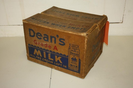 Vintage Cardboard Dean's Milk Crate and Case