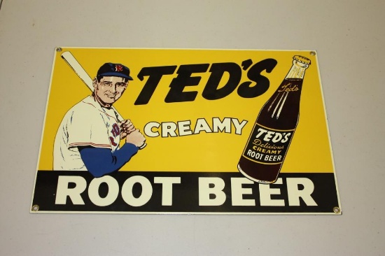 Reproduction Teds Creamy Root beer Porcelain Sign 15x10"