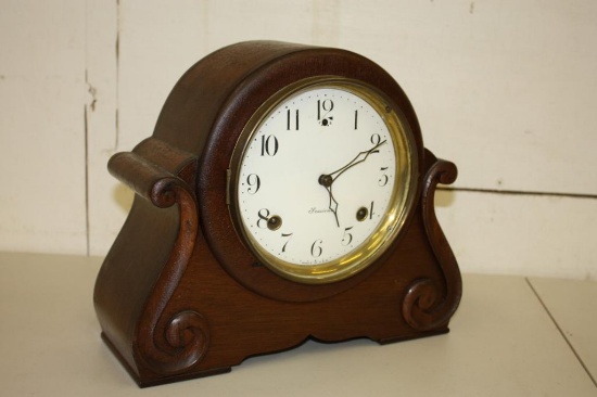 Vintage Wooden Sessions Mantle Clock W/ key