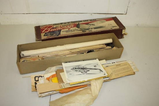 Beechcraft Model Plane Box Containing Assorted Parts for Variety of Model Planes +