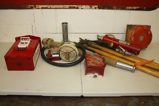 Large Vintage Lot of Fireman, Firefighting Items, Call Box, Nozzles, Extinguishers, + More
