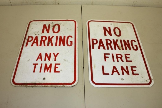 Pair of Retired Vintage No Parking Signs 12" X 18"