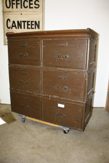 Antique Stacking Wooden File Cabinet