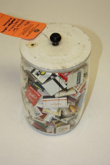 ANTIQUE JAR FILLED WITH A LARGE MATCHBOOK COLLECTION!