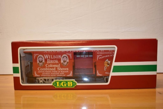 (2) Lehmann LGB G scale model trains; boxcar red 3084- DG, water car - 4080- DG