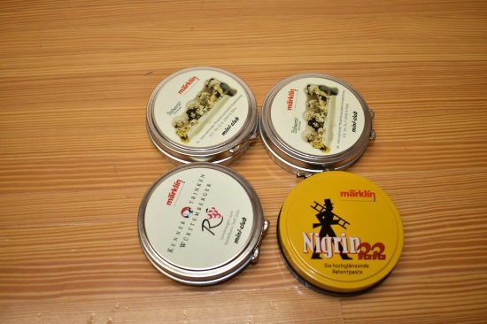 (4) Marklin tins with train cars
