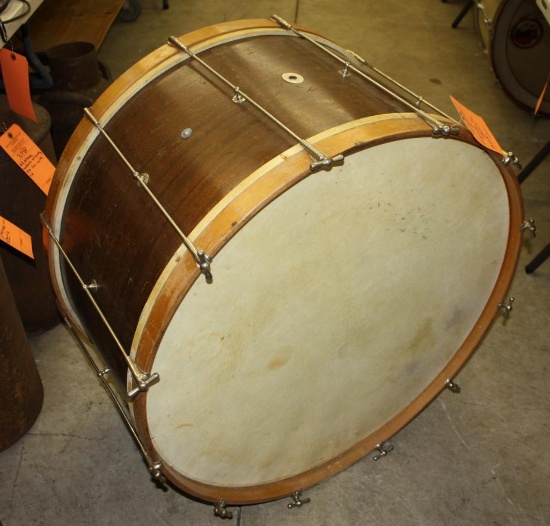 30" LUDWIG AND LUDWIG MAHONGANY BASE DRUM WITH CALF SKIN HEADS