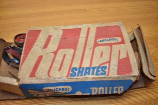 Vintage Chicago roller skates with original box, box in rough shape