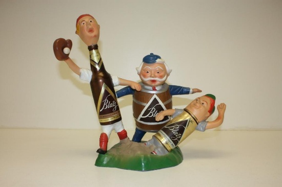 Blatz Bottlemen Beer Brew Home Field Braves Baseball Players Metal Advertising Display Statues