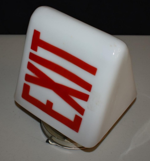 Early antique exit sign with mount, glass and metal