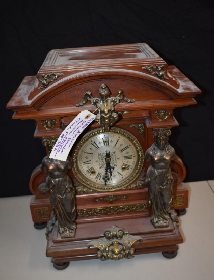 Rare Antique Ansonia Company The Senator Bronze Mounted Mantle Clock