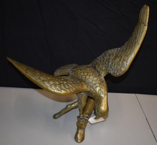 Vintage Brass Eagle Sculpture, measures approx 21 x 23 x 12 inches, 13 lbs