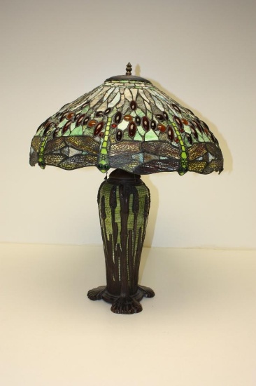 Reproduction Tiffany Style Firefly Lamp Light, measures 29 inches tall x 22 inches wide
