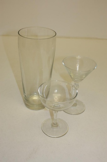 Lot of 3 glass martini barware items