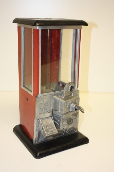 Red Porcelain Master 1 Cent Penny Gumball Peanut Vending Machine Vendor