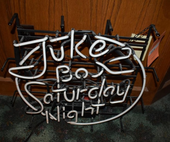 Neon sign Jukebox Saturday Night, measures 22 x 22 inches, 1980s