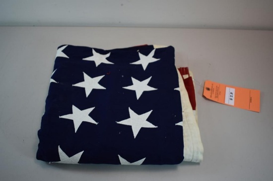 Rare 48 Star American Flag, measures 9 feet x 4.5 feet, appears NOS but does have slight damage