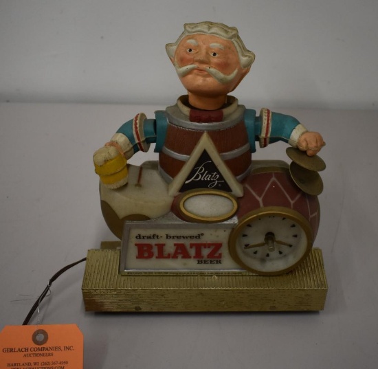 1950s Blatz Barrel Man Bottlemen animated advertising clockdrum cymbal bobblehead