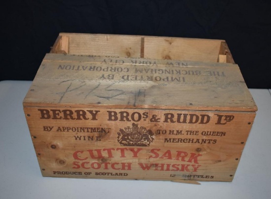 Antique Wood Crate Advertising Cutty Sark Scotch Whisky