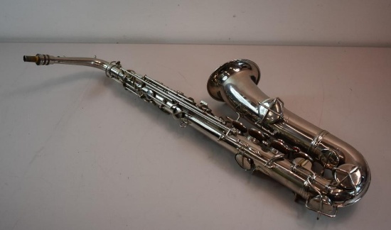 VINTAGE C.G. CONN ELKHART INDIANA SILVER PLATE ALTO SAX
