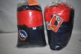 (2) BIG AGNES HUSTED 20 DEGREES LIGHTWEIGHT SYNTHETIC MUMMY SLEEPTING BAGS BLUE/RED