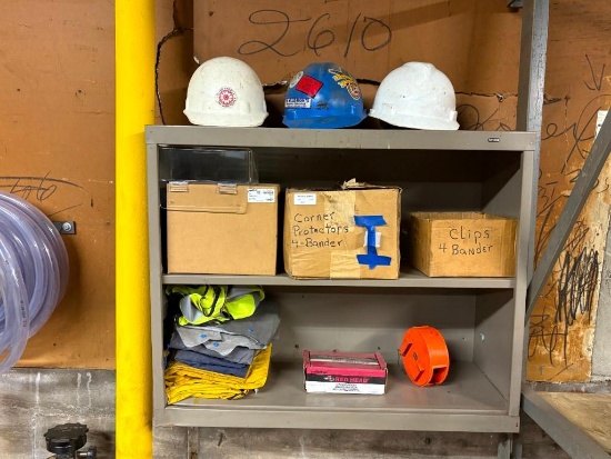 ASSORTED PROTECTIVE CONSTRUCTION WEAR- HATS, VESTS, ETC, CONCRETE ANCHORS, BANDER,