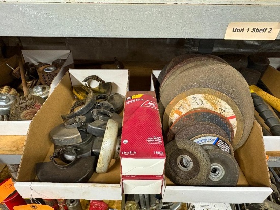 BOX WITH GRINDING WHEEL GUARDS AND ABRASIVES