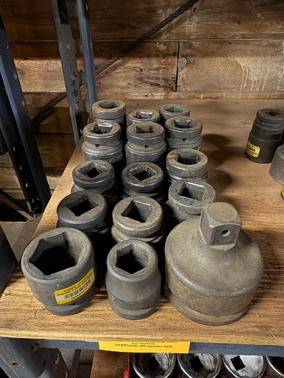 LOT WITH ASSORTED SOCKETS 1 1/16" UP TO 1 1/2" ,